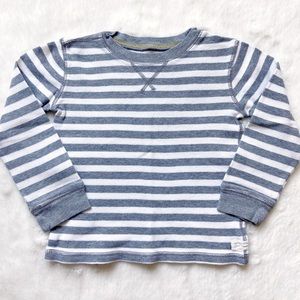 Grey & White Thermal/Waffle Striped Long-Sleeve